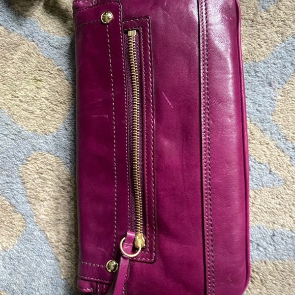 Coach plum leather large clutch. Perfect for fall. Sizes in pics. - Picture 9 of 10